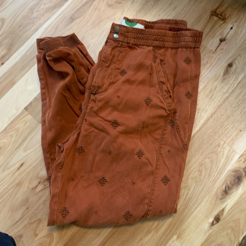Anthropologie Embroidered Joggers